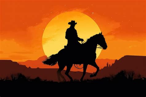 Premium Photo | Cowboy silhouette on horse at sunset