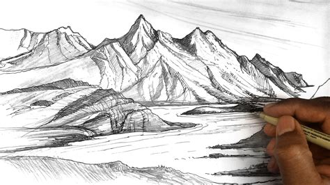 Mountain Landscape Drawing at GetDrawings | Free download