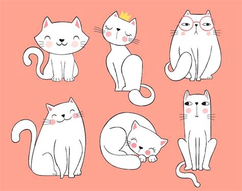 Premium Vector | Cute white cats