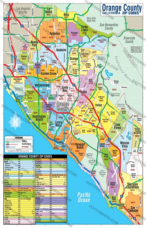 Orange County Zip Code Map (cities colorized) – Otto Maps