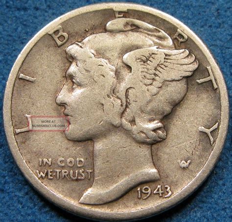 1943 D Silver Mercury Dime Circulated