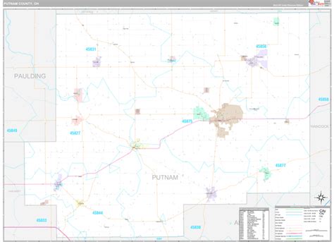 Putnam County, OH Wall Map Premium Style by MarketMAPS - MapSales