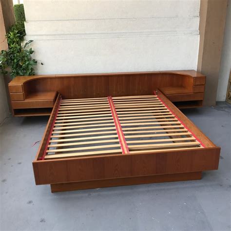 Danish Modern Teak Queen Floating Bed Frame | Chairish