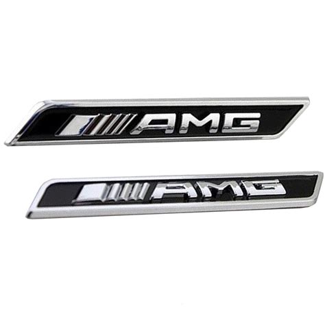 Black Chrome Letters Fender Emblem Emblems Badges for Mercedes Benz AMG