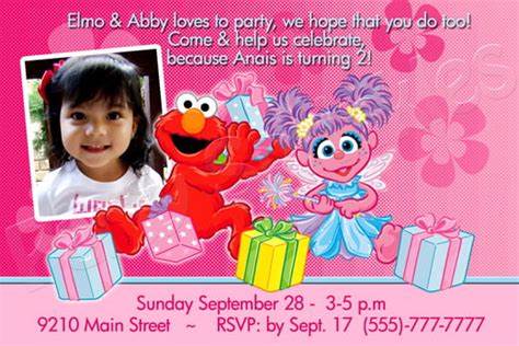 Elmo And Abby Birthday Invitations - Drevio : Free And Printable Custom Invitation Templates