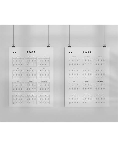 2022 Wall Calendar Printable Minimalist 2022 Desk Calendar | Etsy