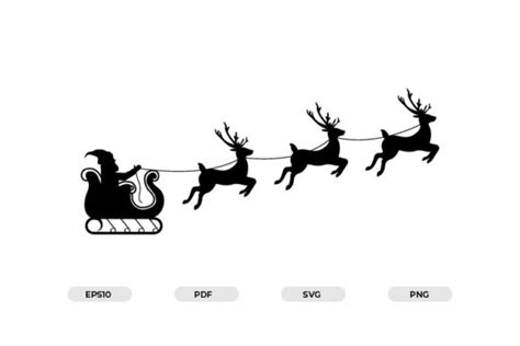 Download Santa Claus with Reindeer Sleigh - Free SVG Cut Files