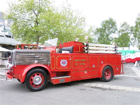 Antique Fire trucks outside Christchurch Town Hall | discoverywall.nz