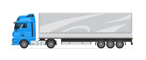 Semitrailer truck with white trailer. Cargo transportation. Machine for ...