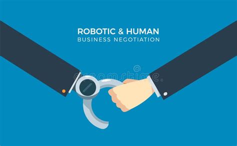 Business Handshake between Human and Robot Stock Illustration - Illustration of background ...