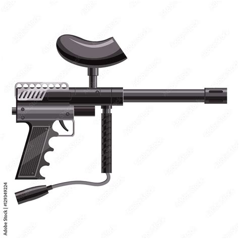 Loaded gun for paintball icon. Cartoon illustration of loaded gun for paintball vector icon for ...