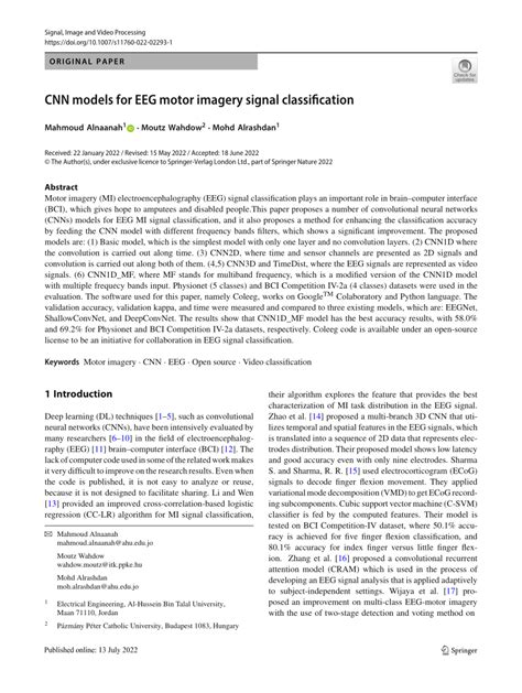 (PDF) CNN models for EEG motor imagery signal classification