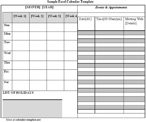 Excel Calendar Template | Calendar Template