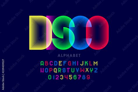 Colorful disco style font design, alphabet letters and numbers Stock ...