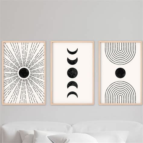 Black and White Moon Wall Art - Etsy