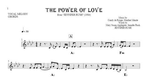 The Power Of Love - Notes and chords for solo voice with accompaniment | PlayYourNotes