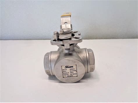 Sharpe 1-1/2" NPT 3-Way Ball Valve, Stainless Steel, Series 76