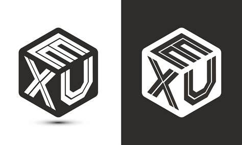 EXU letter logo design with illustrator cube logo, vector logo modern ...