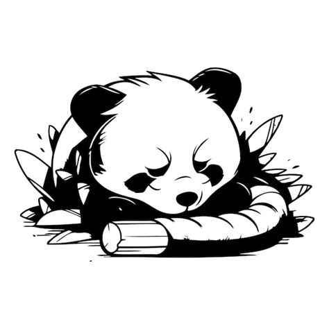 Premium Vector | Cute red panda sleeping on a bamboo Vector illustration