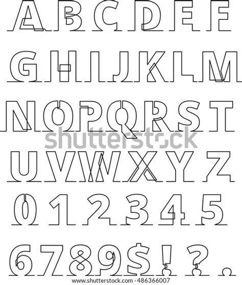 Continuous Line Font Letters Numbers Thin Stock Vector (Royalty Free ...