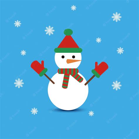 Premium Vector | Snowman vector on blue background