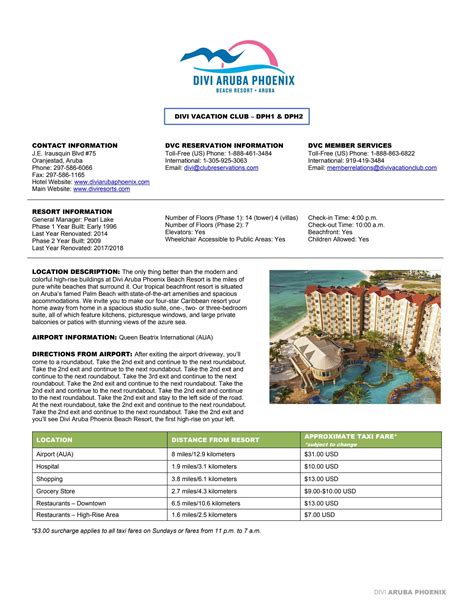 Divi Aruba Phoenix Beach Resort, Aruba - DVC Fact Sheet by Divi Resorts - Issuu