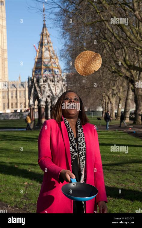 Charlene White, ITV news presenter tosses a pancake before the Stock Photo, Royalty Free Image ...