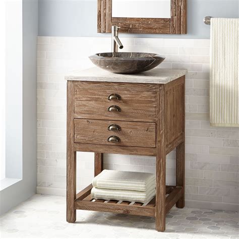 24"+Benoist+Reclaimed+Wood+Vessel+Sink+Vanity+-+Pine | Rustic bathroom vanities, Reclaimed wood ...