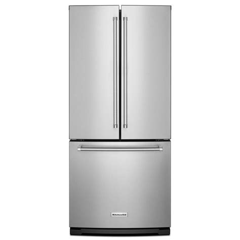 KitchenAid 30 in. W 19.7 cu. ft. French Door Refrigerator in Stainless Steel-KRFF300ESS - The ...