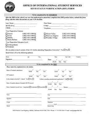 Fillable Online SEVIS STATUS VERIFICATION (SSV) FORM Fax Email Print ...