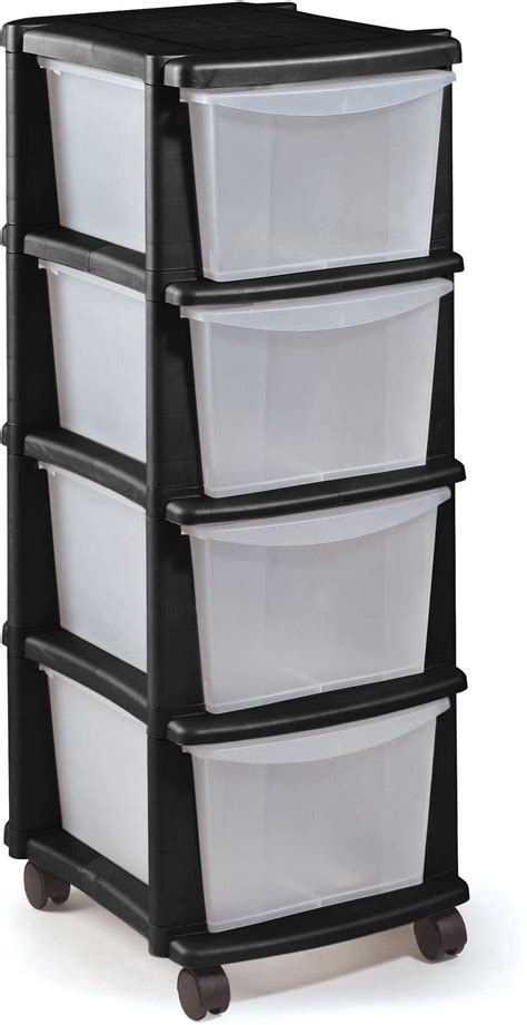 Argos Home 4 Drawer Black Plastic Tower Storage Unit (9142385) | Argos Price Tracker ...