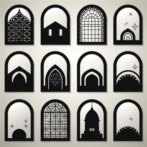 Premium AI Image | A set of nine arched windows with different architectural designs generative ai