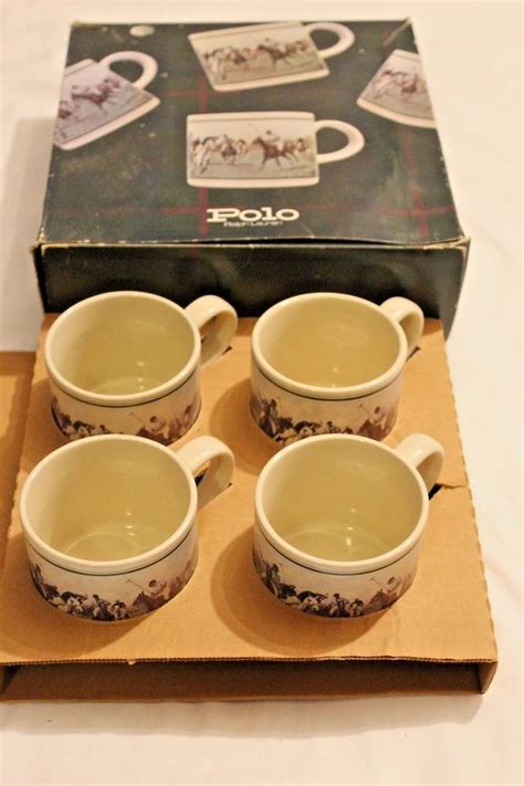 Vintage Polo Ralph Lauren Complete Set of 4 Coffee Mugs With Original ...