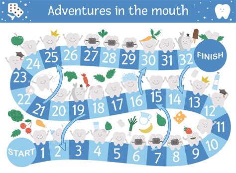 Dental adventure board game for children with cute characters ...