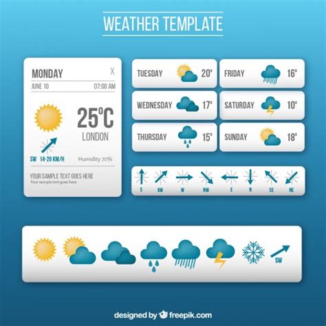 Free Vector | Weather app template with icons