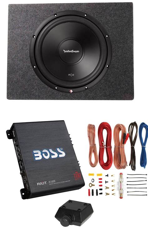 Rockford Fosgate 12" 500W Subwoofer + Sealed Sub Box + Boss Riot 1100W ...