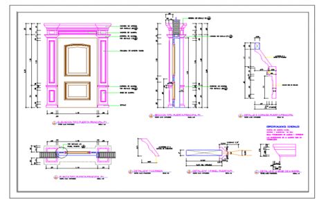 Wooden Main Door detail drawing DWG file