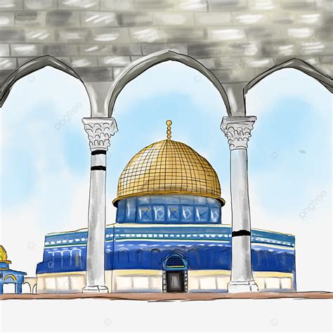 Painting Al Aqsa Mosque Building, Miraj, Al Aqsa Mosque, Palestine PNG ...