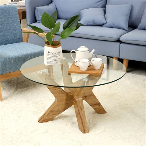 Corrigan Studio® Round Glass Coffee Tables For Living Room, 31.5 In Accent Coffee Side Tea Table ...