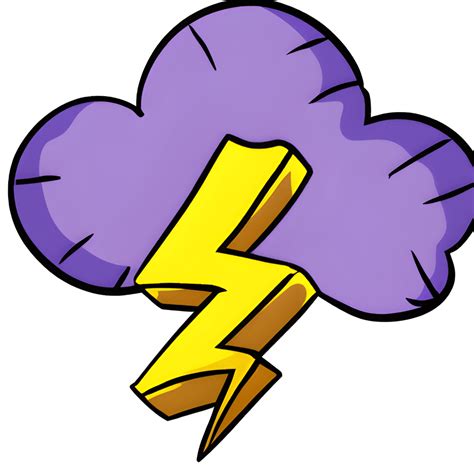 Purple Cloud with Yellow Lightning Bolt Cartoon Style PNG · Creative ...