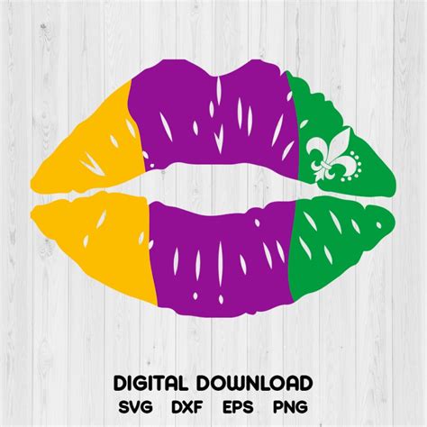 Mardi Gras Lips SVG, Fat Tuesday Carnival Lips T-shirt SVG Design Cut Files Cricut Digital ...