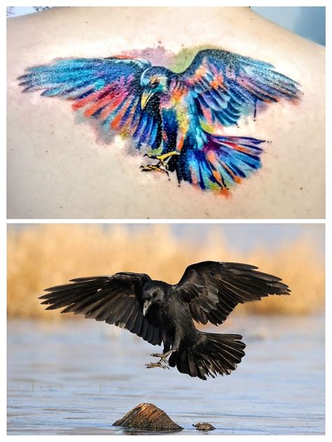 Raven Watercolor Style Tattoo by Lena at PsychoArtTattoo