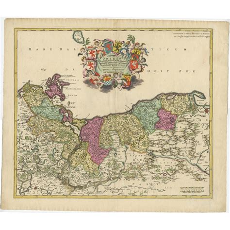 Antique Map of Pomerania by Covens & Mortier (c.1730)