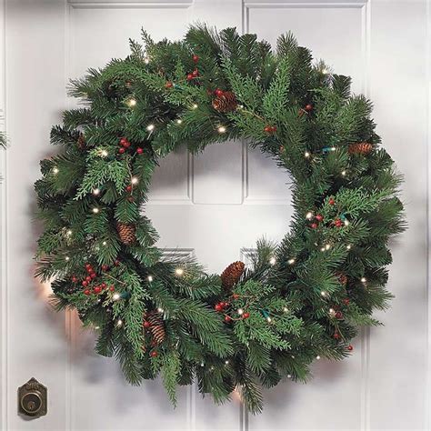 24' Winter Pine Cordless Wreath | Frontgate | Traditional holiday decor ...