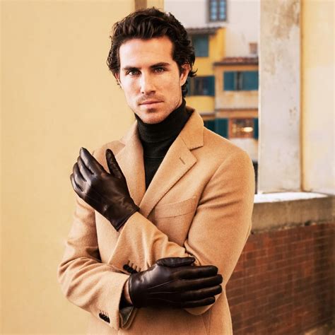 Men's Leather Gloves Brown - Natural Fur - Handmade in Italy – Leather ...