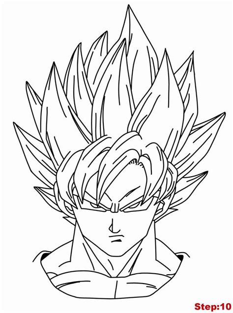 Drawing Goku Super Saiyan from Dragonball Z Tutorial Step 10 - Visit now for 3D Dragon Ball Z ...