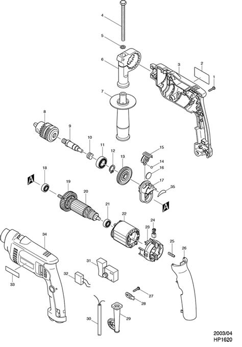 Makita HP1620 Percussion Drill Spare Parts - Part Shop Direct