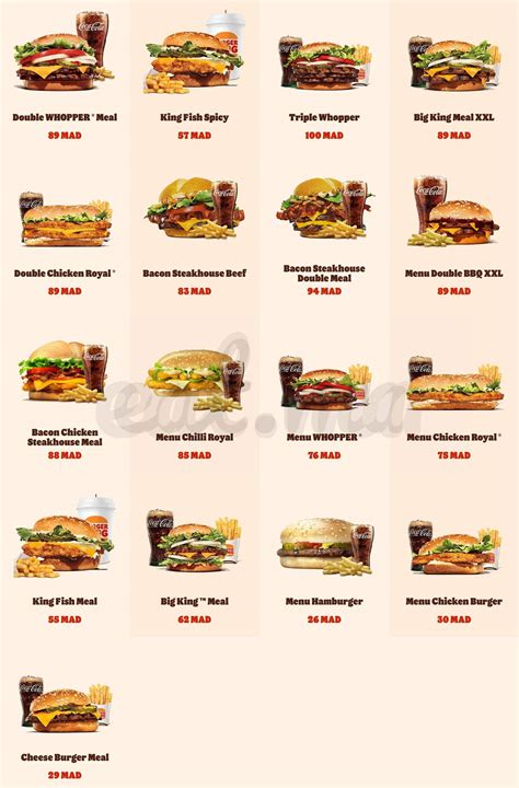 MENU Burger King Maroc 2023 | Livraison à Domicile | Les meilleurs ...