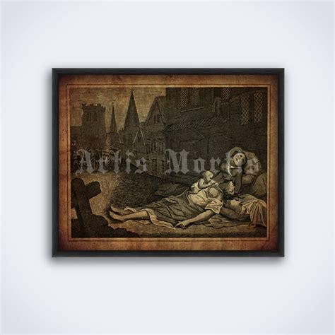 Printable Great Plague of London 1665 engraving, black death poster