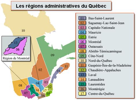 Québec: les 17 régions administratives